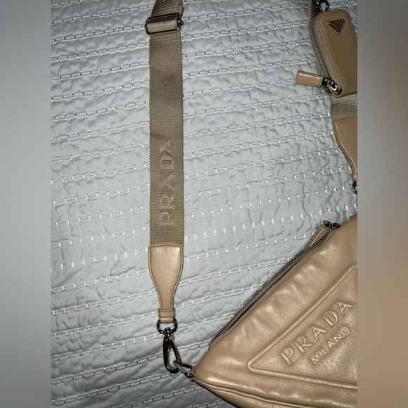 Prada Triangle Leather Shoulder Bag in Sand Beige LIKE NEW - Picture 11 of 16